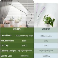 2024 Newest Grow Light 6500K Full Spectrum White Red Blue 84 Led Plant Lamp Clipon Desk For Indoor Plants Growing 5 Dimmabl