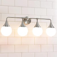 Hahzt Bathroom Vanity Light Fixtures 4 Lights Mid Century Modern Bathroom Lighting Fixtures Over Mirrors Brushed Nickel Wall