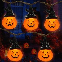 Couah Halloween Lights 85 Ft Halloween Pumpkin Led String Lights With 10 Jack O Lantern Pumpkin Lights Plug In Halloween Strin