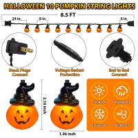 Couah Halloween Lights 85 Ft Halloween Pumpkin Led String Lights With 10 Jack O Lantern Pumpkin Lights Plug In Halloween Strin