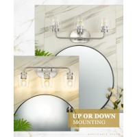 Audickic Bathroom Light Fixtures 3Light Brushed Nickel Vanity Lights Over Mirror With Clear Glass Modern Vanity Lighting Fixt