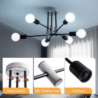 Xingsiyuelyx Black And Gray Modern Sputnik Chandelier Ceiling Light Fixture Flush Mount 6Lights Chandeliers For Living Room Be