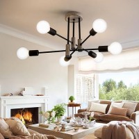 Xingsiyuelyx Black And Gray Modern Sputnik Chandelier Ceiling Light Fixture Flush Mount 6Lights Chandeliers For Living Room Be