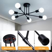 Xingsiyuelyx 20 Modern Black Sputnik 6Light Industrial Chandelier Ceiling Light Fixture Semi Flush Mount Chandeliers For Bed