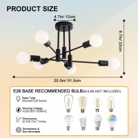 Xingsiyuelyx Modern Sputnik Chandelier 6Light Industrial Ceiling Lights Fixture Black Semi Flush Mount Ceiling Light With E26