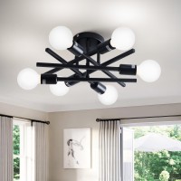 Xingsiyuelyx 6Light Black Sputnik Ceiling Light Fixture Semi Flush Mount Ceiling Light Modern Close To Ceiling Light Industrial