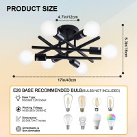 Xingsiyuelyx 6Light Black Sputnik Ceiling Light Fixture Semi Flush Mount Ceiling Light Modern Close To Ceiling Light Industrial