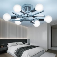 Xingsiyuelyx 6Light Chrome Sputnik Ceiling Light Fixture Semi Flush Mount Ceiling Light Modern Close To Ceiling Light Chandelie