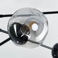 Hesoge Modern Sputnik Ceiling Lights Black Semi Flush Mount Ceiling Fixture With Glass Globes 8 Light Large Chandelier For Dinin