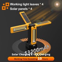 Iodoo 13200Mah Rechargeable Solar Work Light With Folding Stand Support And Portable Carrying Bag 8000 Lumen Stepless Dimmable