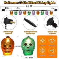 Halloween Lights 85Ft Halloween Skull Head Led String Lights With 10 Skull Head Lights Waterproof Halloween Lights Plug In For