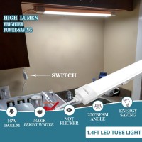 Zeqidou Plugin Closet Light 17 Inch 16W 1900Lm 5000K Bright Under Cabinet Lights Waterproof Linkable Utility Led Tube Lights