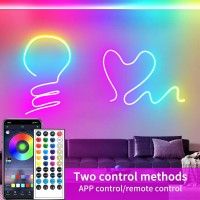 Segrass Led Neon Lights Strip 66Ft Dc 24V Rgb Led Neon Light Strip App Remote Controls Control Waterproof Flexible Neon Led Rope