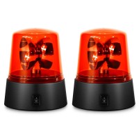 Qcdeng 2Pcs 360 Degree Rotating Red Beacon Light Strobe Police Light Decorative Light For Disco Bar Party