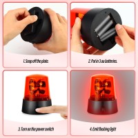 Qcdeng 2Pcs 360 Degree Rotating Red Beacon Light Strobe Police Light Decorative Light For Disco Bar Party