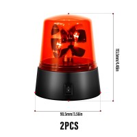 Qcdeng 2Pcs 360 Degree Rotating Red Beacon Light Strobe Police Light Decorative Light For Disco Bar Party