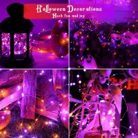 4Pack 50 Led Orange And Purple Fairy Lights Battery Operated With Timer 16Ft Waterproof Starry Halloween String Lights Outdoor