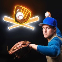 Culois Baseball Neon Sign Sports Neon Signs For Wall Decor Dimmable Led Neon Light Sign For Bar Boys Room Bedroom Baseball Clu