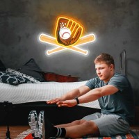 Culois Baseball Neon Sign Sports Neon Signs For Wall Decor Dimmable Led Neon Light Sign For Bar Boys Room Bedroom Baseball Clu