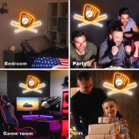 Culois Baseball Neon Sign Sports Neon Signs For Wall Decor Dimmable Led Neon Light Sign For Bar Boys Room Bedroom Baseball Clu