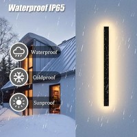 Lundwa 2 Pack 315Inch Long Outdoor Led Wall Lights 24W Black 3000K Warm White Porch Lights Acrylic Waterproof Ip65 Exterior Wal