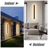 Lundwa 2 Pack 315Inch Long Outdoor Led Wall Lights 24W Black 3000K Warm White Porch Lights Acrylic Waterproof Ip65 Exterior Wal