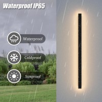 Lundwa 2 Pack 4725Inch Long Outdoor Led Wall Lights 35W Black 3000K Warm White Porch Lights Acrylic Waterproof Ip65 Exterior Wa