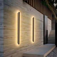 Lundwa 2 Pack 40Inch Long Outdoor Led Wall Lights 30W Black 3000K Warm White Porch Lights Acrylic Waterproof Ip65 Exterior Wall