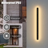 Lundwa 2 Pack 40Inch Long Outdoor Led Wall Lights 30W Black 3000K Warm White Porch Lights Acrylic Waterproof Ip65 Exterior Wall