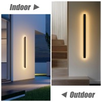 Lundwa 2 Pack 40Inch Long Outdoor Led Wall Lights 30W Black 3000K Warm White Porch Lights Acrylic Waterproof Ip65 Exterior Wall