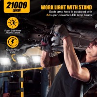 14000Lumen Led Work Lights With Stand 2 Head Portable Work Light On Stand Ip66 Waterproof Tripod Worklights For Outdoor Indo