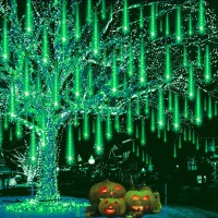 Weepong Halloween Lights Outdoor Meteor Shower Lights Christmas Lights For Halloween Decorations 8Tube 192Led Snow Falling Rai