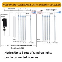 Weepong Halloween Lights Outdoor Meteor Shower Lights Christmas Lights For Halloween Decorations 8Tube 192Led Snow Falling Rai