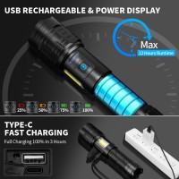 Rechargeable Flashlights High Lumens 2 Pack Super Bright 900000 Lumens Flashlights 7 Modes With Cob Work Light Ipx6 Waterproof