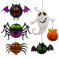 Aimi Halloween Party Decorations Large 1220Inch Hanging Paper Lanterns 3D Folding Pumpkins Spiders Ghosts Bats Halloween Party