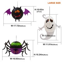 Aimi Halloween Party Decorations Large 1220Inch Hanging Paper Lanterns 3D Folding Pumpkins Spiders Ghosts Bats Halloween Party