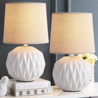 Somniferous Ceramic Bedroom Table Lamps Set Of 2 Small Bedside Lamp White Lamp With Linen Shade Mid Century Modern Nightstand