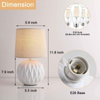 Somniferous Ceramic Bedroom Table Lamps Set Of 2 Small Bedside Lamp White Lamp With Linen Shade Mid Century Modern Nightstand