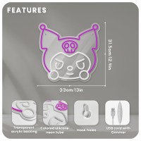 Anime Kuromi Neon Sign Cute Neon Signs For Wall Decor Usb Powered Purple Led Neon Signs For Wall Decoration Light Girls Room Bed