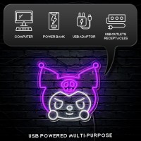 Anime Kuromi Neon Sign Cute Neon Signs For Wall Decor Usb Powered Purple Led Neon Signs For Wall Decoration Light Girls Room Bed