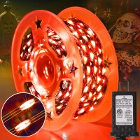 Knonew 100Ft 300Led Orange Halloween Fairy Lights Plug Inorange Halloween String Lights Outdoor Waterproof 8 Modes Memory Times