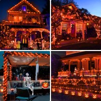 Knonew 100Ft 300Led Orange Halloween Fairy Lights Plug Inorange Halloween String Lights Outdoor Waterproof 8 Modes Memory Times