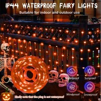 Knonew 100Ft 300Led Orange Halloween Fairy Lights Plug Inorange Halloween String Lights Outdoor Waterproof 8 Modes Memory Times