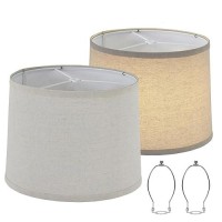 Set Of 2 Drum Lamp Shade 116 Top X 126 Bottom X 99 High Spider Cream Linen For Table Lamps Floor Lamps Replacement