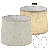 Set Of 2 Drum Lamp Shade 116 Top X 126 Bottom X 98 High Spider Oatmeal Linen For Table Lamps Floor Lamps Replacemen