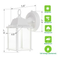 Litpath Small Outdoor Led Wall Lantern With Dusk To Dawn Photocell 5000K Daylight White 95W 800 Lumen Aluminum Housing Plu