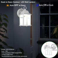 Litpath Small Outdoor Led Wall Lantern With Dusk To Dawn Photocell 5000K Daylight White 95W 800 Lumen Aluminum Housing Plu