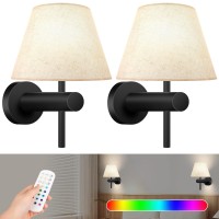 Battery Operated Wall Sconce Two Sets Of Rechargeable Wall Lights With Remote 3000K6000K 12Color Rgb Adjustable Effects