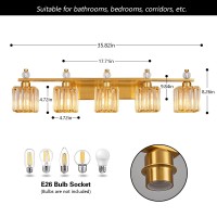 Fdpby Bathroom Vanity Lights 5Light Modern Crystal Vanity Light Gold Bathroom Light Fixtures Over Mirror Crystal Bathroom Vanit