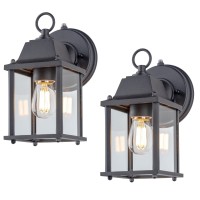 Litpath Dusk To Dawn Outdoor Wall Lantern Wall Sconce Waterproof Proch Light Fixture E26 Base Aluminum Housing Glass Shade